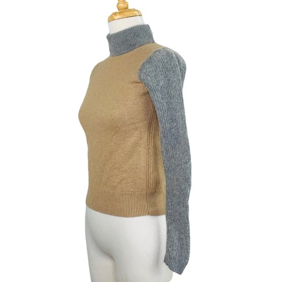 Ann Taylor Loft Wool Sweater Turtleneck Color Block Long Sleeves Size XSmall - Picture 3 of 7
